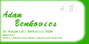 adam benkovics business card